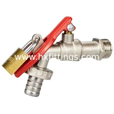 ওয়াশিং মেশিনের জন্য আউটডোর 1/2" আয়রন হ্যান্ডেল জিঙ্ক অ্যালয় বিবকক লকযোগ্য অ্যান্টি-করোশন ওয়াল-মাউন্ট করা গার্ডেন ওয়াটার ট্যাপ